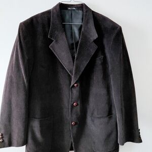 ZAGATO Men's Dark  Brown Curduroy Button Down  Jacket - 42R